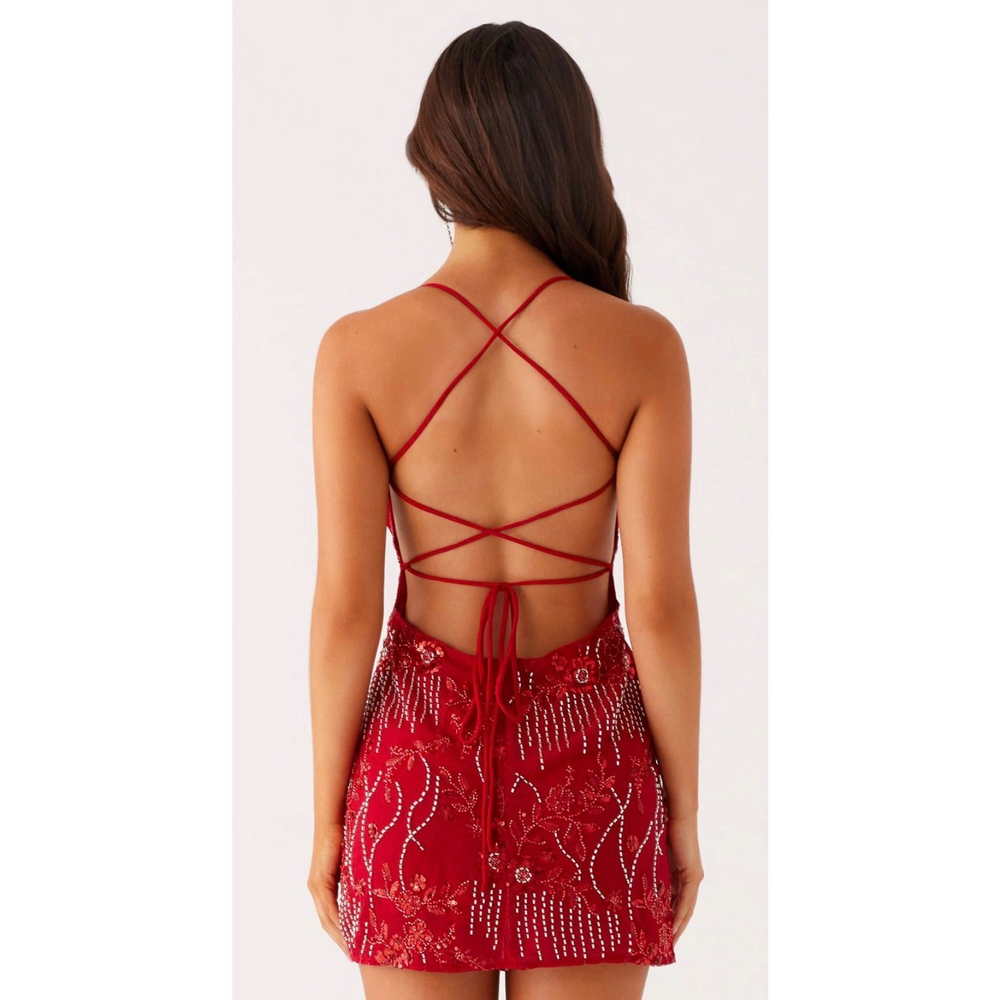 Peppermayo Exclusive Vietta Sequin Cami Mini Dress - Red - Picture 2 of 4